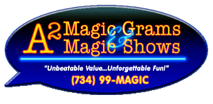Magician in Michigan, A2 Magic-Grams & Magic Shows Entertainment Services Logo for Michigan Magician and Entertainer, Jeff Wawrzaszek